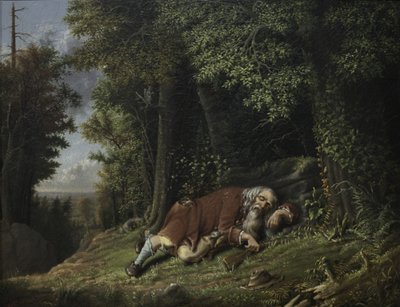 Rip Van Winkle Asleep, 1879-80 (olej na plátně) od Albertus D.O Browere