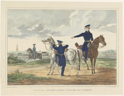 Dobrovolní strážci odpočinku na koni z Utrechtu, 1830 Dobrovolní strážci odpočinku na koni, z Utrechtu (název na objektu) od Albertus Verhoesen