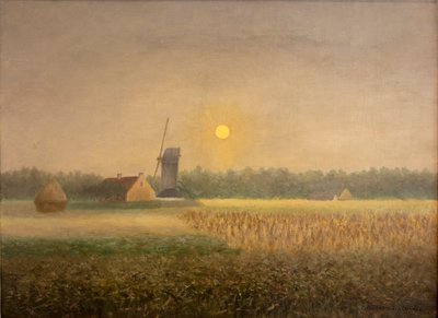Větrné mlýny v Latemu za měsíčního svitu od Albijn Van den Abeele