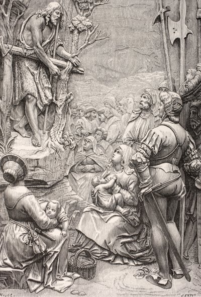 Svatý Jan Křtitel káže v poušti (rytina) od Albrecht (after) Durer or Duerer