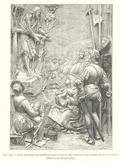 Svatý Jan Křtitel káže v poušti (rytina) od Albrecht (after) Durer or Duerer