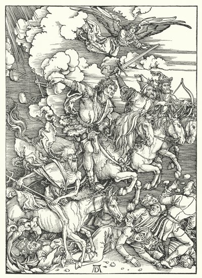 Čtyři jezdci z Apokalypsy (rytina) od Albrecht (after) Durer or Duerer
