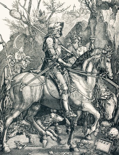 Rytíř smrti, kolem roku 1880 (rytina) od Albrecht (after) Durer or Duerer
