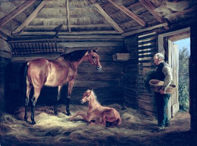Anglická klisna se svými hříbaty, 1833 od Albrecht Adam