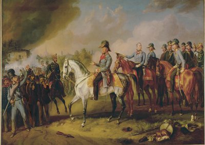Polní maršál Johann Joseph Wenzel Radetzky a jeho generální štáb před Milánem ... (malba na plátně) od Albrecht Adam