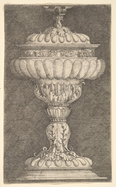 Krytý pohár s okřídlenou koulí na vrcholu.n.d. od Albrecht Altdorfer