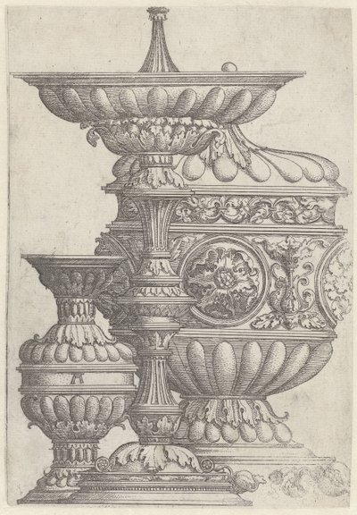 Tři zdobené poháry Vázy, džbány a sklenice (název série) od Albrecht Altdorfer