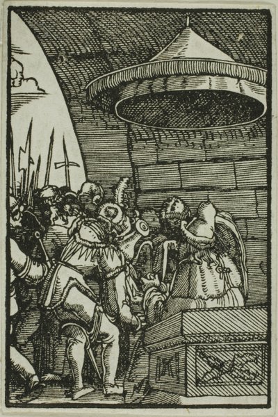 Pilát si myje ruce, z Pádu a vykoupení člověka od Albrecht Altdorfer