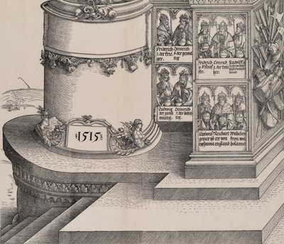 Portréty Maxmiliánových příbuzných a základna levého vnějšího sloupu s datem 1..., 1515. od Albrecht Altdorfer