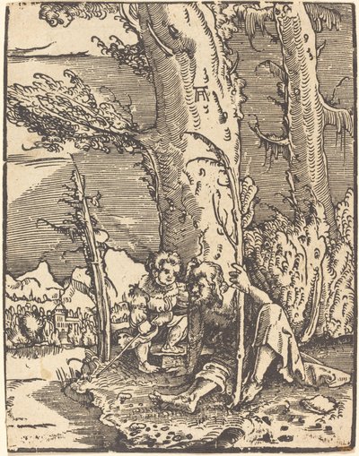 Svatý Kryštof sedící u břehu řeky od Albrecht Altdorfer