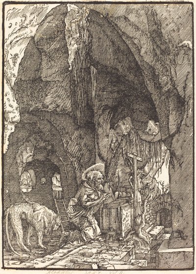 Svatý Jeroným v jeskyni od Albrecht Altdorfer