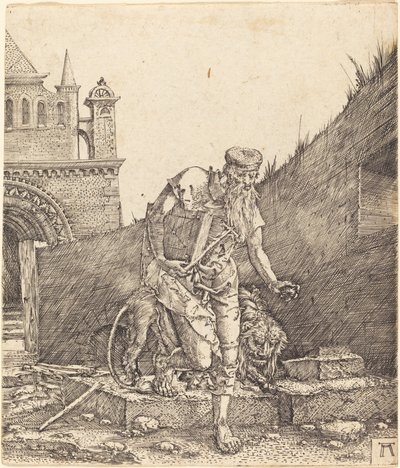 Svatý Jeroným na nádvoří od Albrecht Altdorfer
