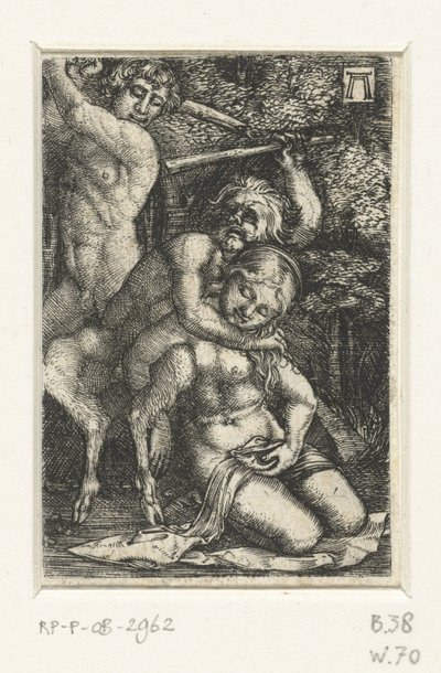 Satyr a muž se perou o ženu od Albrecht Altdorfer