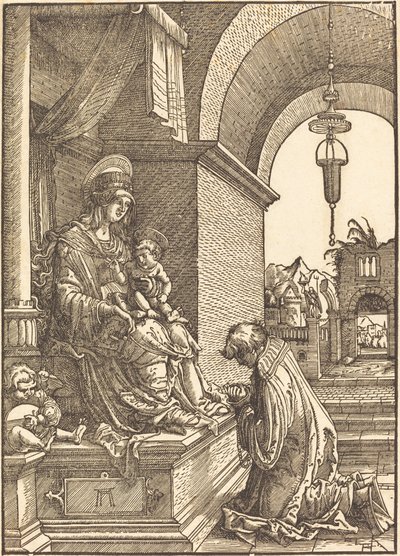 Prosebník klečí před Pannou a Dítětem od Albrecht Altdorfer