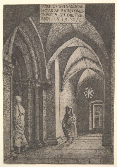Vstupní hala synagogy v Řezně, 1519. od Albrecht Altdorfer