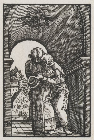 Pád a vykoupení člověka: Objetí Joachima a Anny u Zlaté brány od Albrecht Altdorfer