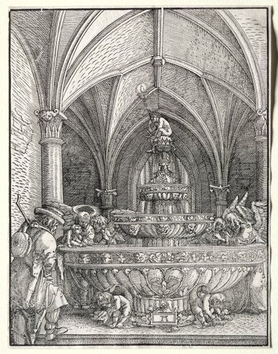 Svatá rodina na útěku do Egypta u fontány od Albrecht Altdorfer