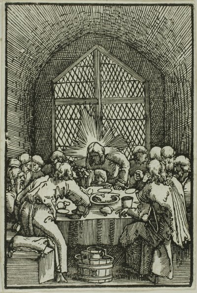 Poslední večeře z knihy Pád a vykoupení člověka od Albrecht Altdorfer