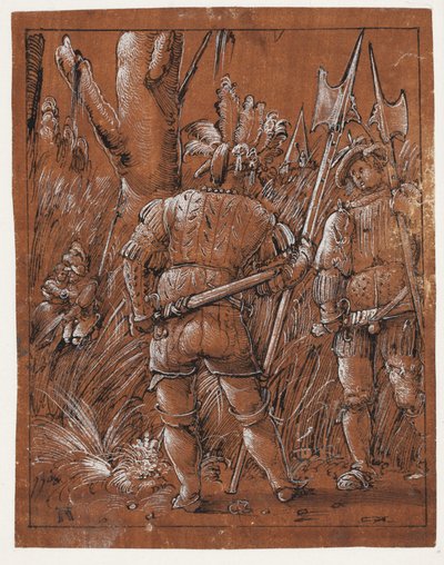 Dva lansquenets sledující dvojici milenců od Albrecht Altdorfer