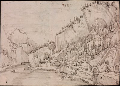 Pohled na Sarmingstein na Dunaji (Rakousko) - kresba Albrechta Altdorfera (cca 1480-1538) od Albrecht Altdorfer