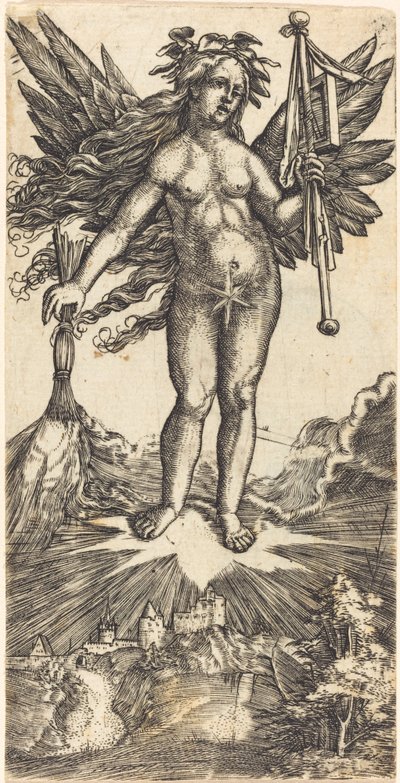 Okřídlená žena na hvězdě od Albrecht Altdorfer