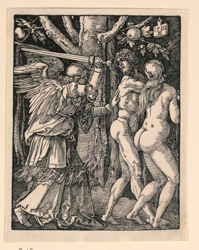 Adam a Eva vyhnáni z ráje, ze série Malá vášeň od Albrecht Dürer