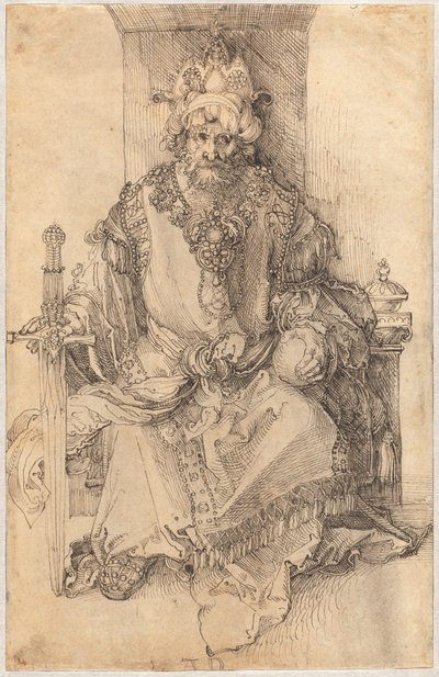 Orientální vládce sedící na svém trůnu od Albrecht Dürer