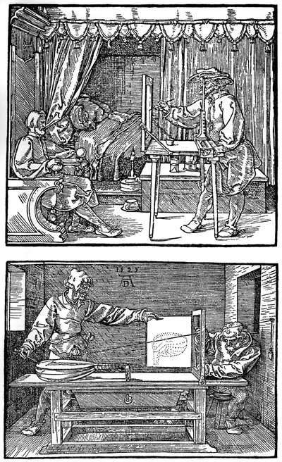 Přístroj pro převod trojrozměrných předmětů do dvourozměrných výkresů, 1525, 1936 od Albrecht Dürer