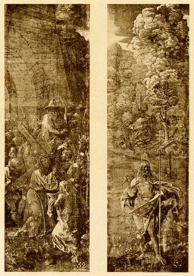 Nesení kříže a Krista s praporem vítězství od Albrecht Dürer