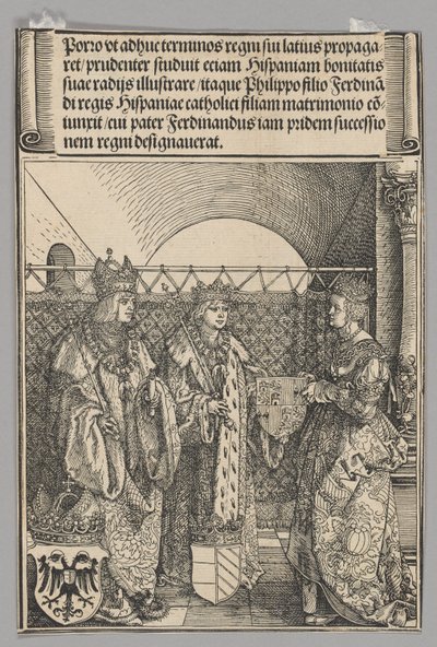 Zasnoubení Phillippa s Johannou, deska 15 z Historických výjevů ze života císaře Maxmiliána I. z Vítězného oblouku od Albrecht Dürer