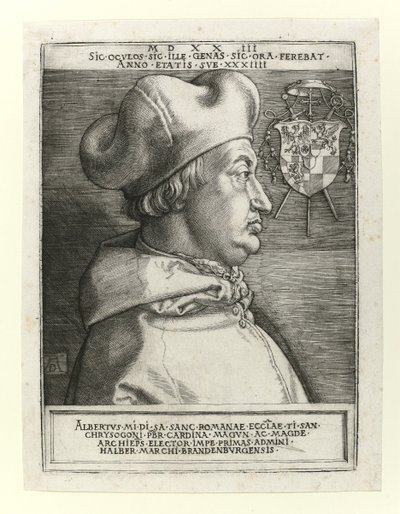 Kardinál Albert Braniborský, 1523 od Albrecht Dürer