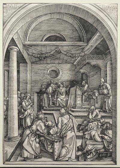 Christ Disputing with Doctors, c. 1503-1504. od Albrecht Dürer