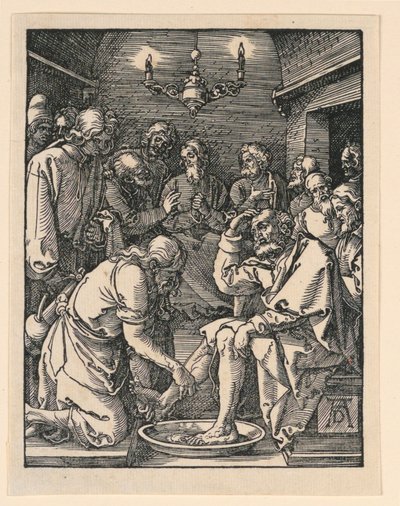 Kristus umývá nohy ze série The Little Passion od Albrecht Dürer