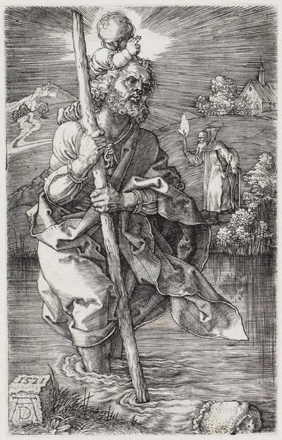 Svatý Kryštof, hledící doprava od Albrecht Dürer