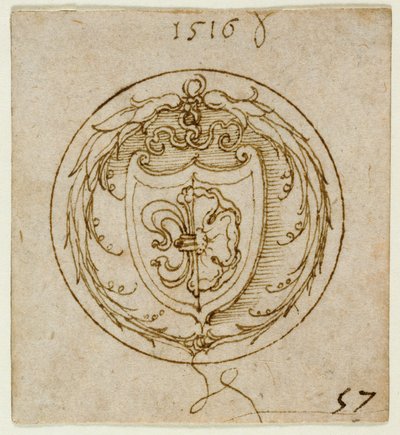 Návrh ozdoby nebo pečetního prstenu se znakem Lazara Spenglera od Albrecht Dürer