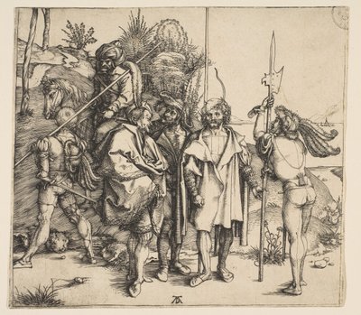 Pět pěšáků a jízdní Turek, ca. 1495. od Albrecht Dürer