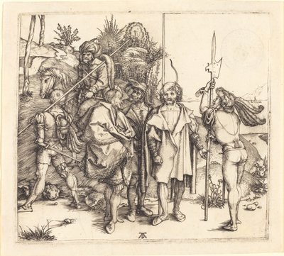 Pět vojáků a Turek na koni od Albrecht Dürer