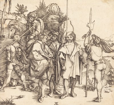 Pět vojáků a Turek na koni, 14951496. od Albrecht Dürer