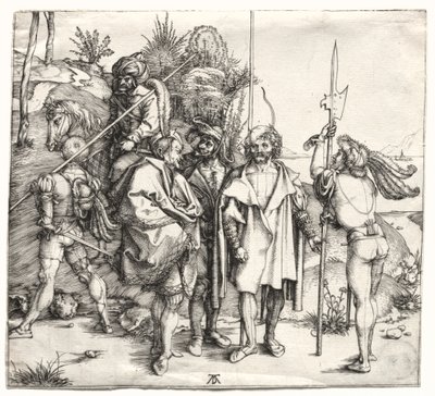 Pět vojáků a Turek na koni, pravděpodobně 1496. od Albrecht Dürer