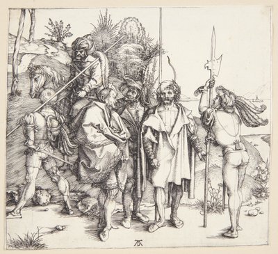 Pět lanquenetů a orientální kůň od Albrecht Dürer