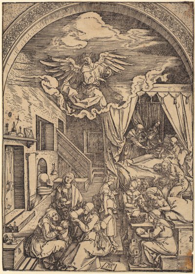 Narození Krista, list č. 10 ze série „Život Panny Marie“ od Albrecht Dürer