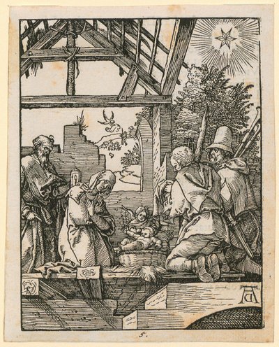 Narození Krista, list 5 ze série „Malé dřevořezové pašije“ od Albrecht Dürer