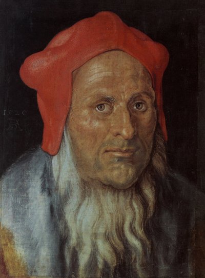 Německy: Portrét vousatého muže s červenou čepicí Portrét muže od Albrecht Dürer