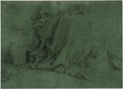 Studie drapérie ženy sedící na kamenné lavici od Albrecht Dürer