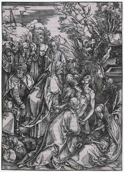 Uložení Krista do hrobu, list 10 ze série „Velké pašije“ od Albrecht Dürer
