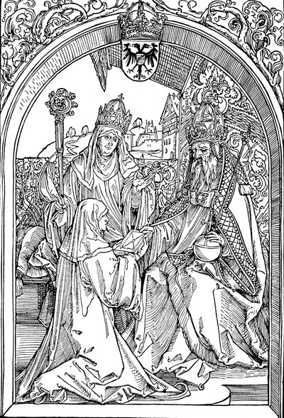 Hrotsvitha představuje svou knihu císaři Otovi I., 1501 1906 od Albrecht Dürer
