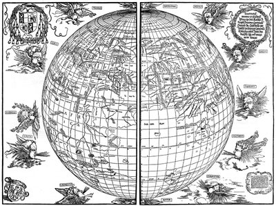 Mapa světa Johannes Stabius, 1515, 1936 od Albrecht Dürer