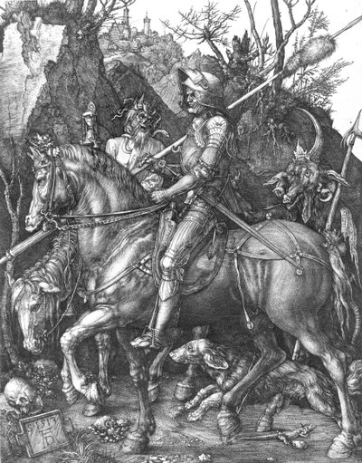 Rytíř, smrt a ďábel, 1513 od Albrecht Dürer