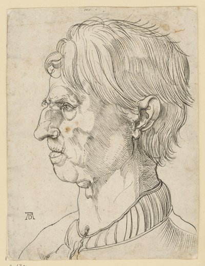 Hlava staršího vousatého muže, z profilu doleva od Albrecht Dürer