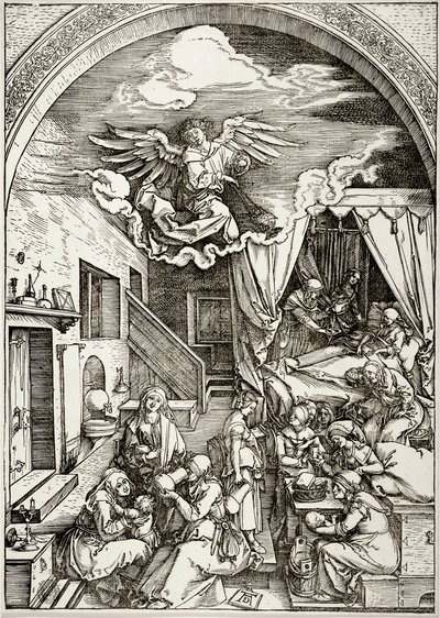 Život Panny Marie: Narození Panny Marie (Bartsch 80) od Albrecht Dürer